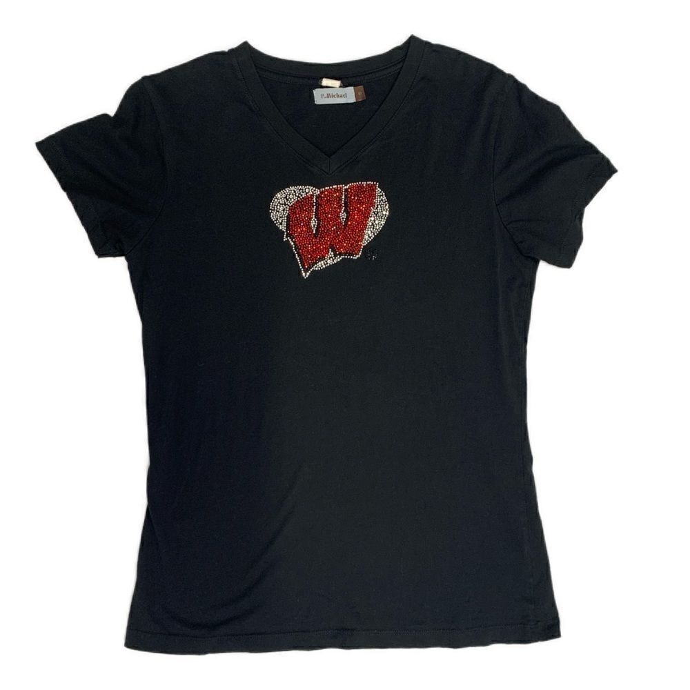 P.Michael WMNS Wisconsin bedazzle T-shirt - Picture 9 of 11